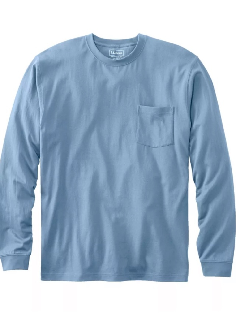 L.L. Bean Men's Tee with Pocket Traditional Fit Long Sleeve size large Blue